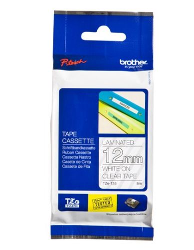 BROTHER Fita laminada Transparente/Branco 12mm, 8m , Brother , BROTZE135 , 4977766684903